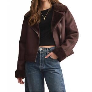 NEW Z SUPPLY locklin sherpa jacket in chocolate cherry